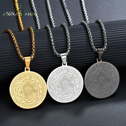 Nextvance Vintage Heptagram Round Pendant Necklace Gold Rune Star Necklace For Women Lucky Amulet Magic Hexagram Choker Jewelry