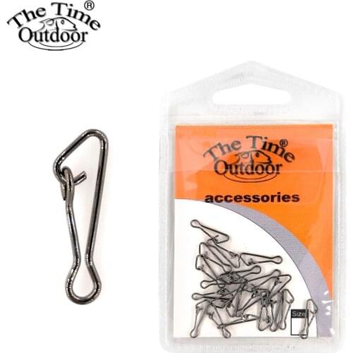 Fishing Hooked Snap Pin Stainless Steel Fishing Barrel Swivel Safety Snaps Hook Lure Accessories Connector Snap Pesca 20 Pcs