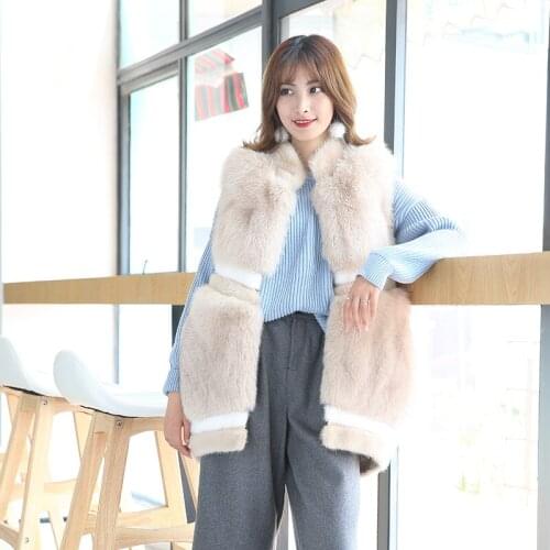 Women Clothes Winter Warm Real Fox Fur Vests Coat Korean Vintage Elegant Vest Sleeveless Jacket Manteau Femme Hiver ZL564
