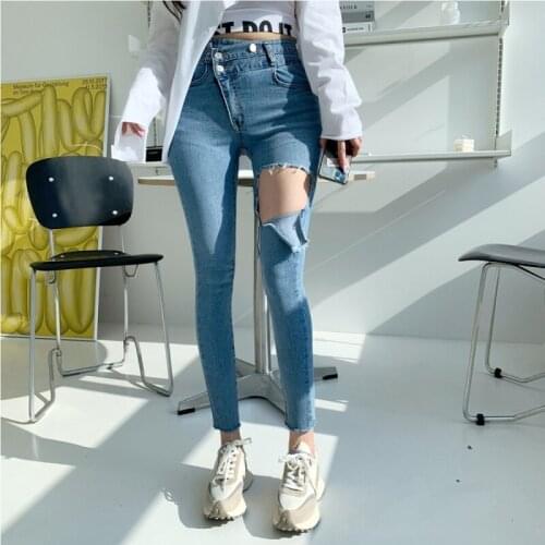 Denim Trousers Denim Pants Autumn Vintage Women Jeans Korean Spring Stretch Elastic Pencil High Waist 2021 Fashion Streetwear
