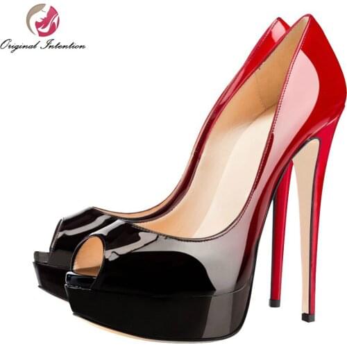 Original Intention Popular Women Pumps Fashion Gradient Peep Toe Thin Heels Pumps High-quality Nice Shoes Woman Plus Size
