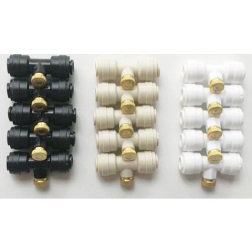 10 pcs 1/4'' Slip-Lock Outdoor Misting Nozzle Tees Water Brass Mist Mister Nozzle, Misting Nozzles Kit For Cooling System