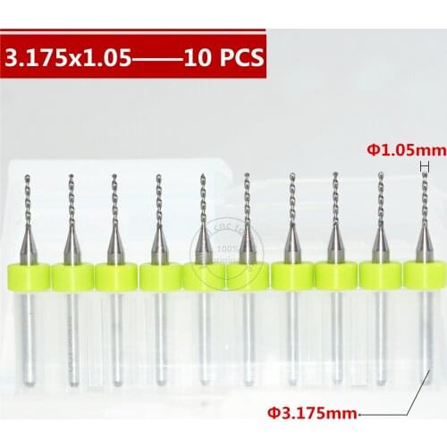10PCS-3.175mm*1.05mm,CNC Computer machine tool,Print Circuit Board drill,woodworking router bit, Carbide Micro Drilling Bits