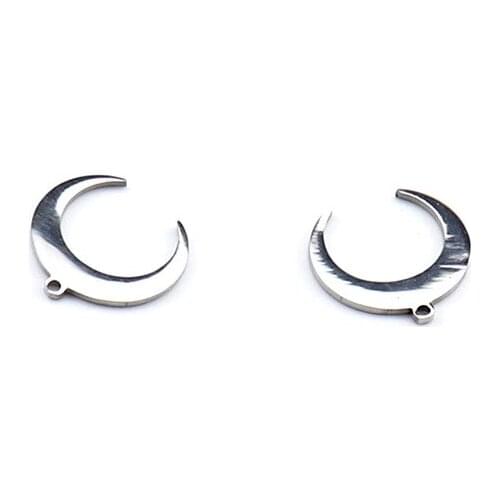 10pcs Stainless Steel Never Fade 14x15mm Lovely Moon Charm Fit DIY Handmade Chain Necklace Pendant Jewelry Making Accessories