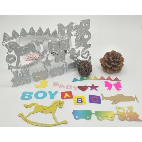 12 childrens toys, letters, airplanes, trains, horses, metal cutting moulds, DIY decorative works of art