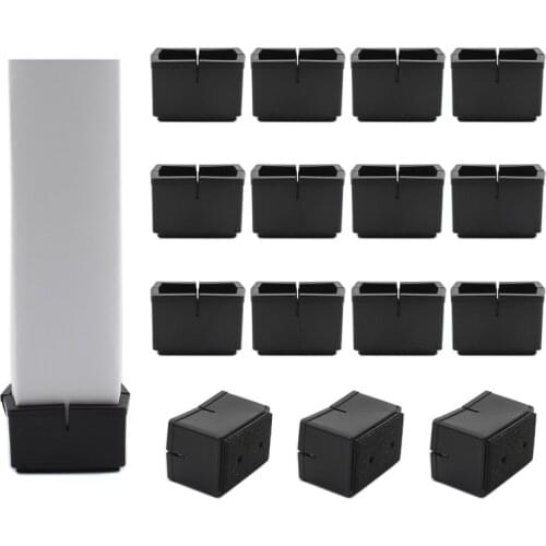 16Pack Chair Leg Floor Protectors Chair Leg Caps Length(39-48mm) Width(24-30mm) Table Chair Feet Protectors with Felt Pads Black