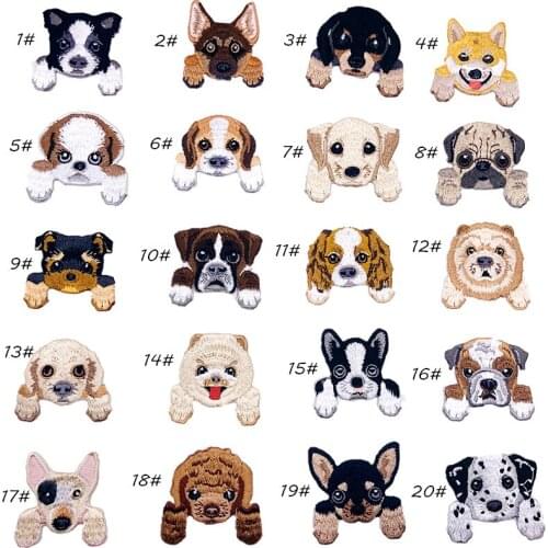 20/Set Kawaii dog Embroidery Patches For Clothing DIY Iron On Patches Cartoon Patches Clothing Accessories Tranfer Sticker Cloth