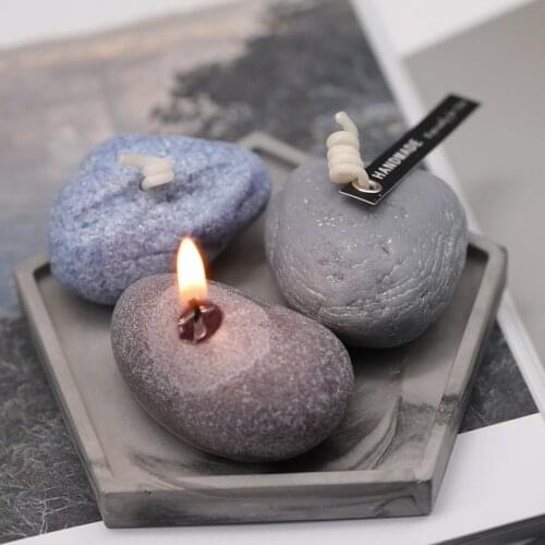 3D Stone Candle Mold Artificial Pebble Silicone Mold Cobblestone Scented Candle Soap Handmade DIY Fondant Cake Decorating Tools