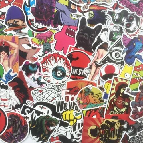 50Pcs/Lot Styling Pvc Waterproof Cartoon graffiti Stickers For Laptop Motorcycle Skateboard Luggage Guitar Decal Toy Sticker