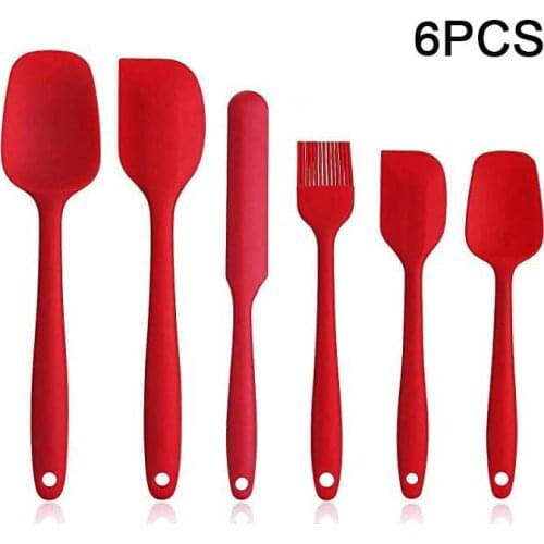 6 Pcs Kitchen Utensils Set Silicone Spatula Spoon Scraper Brush for Baking BBQ Cake Accessories Non Stick Dishwasher Safe