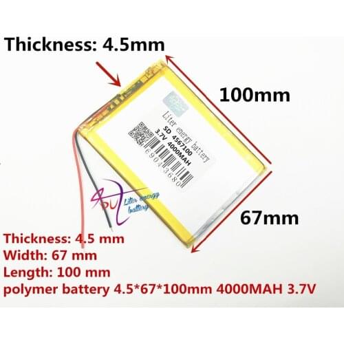 Free shipping Tablet PC battery PL4567100 3.7V 4000mah Lithium polymer Battery with Protection Board For PDA Rechargeable batter