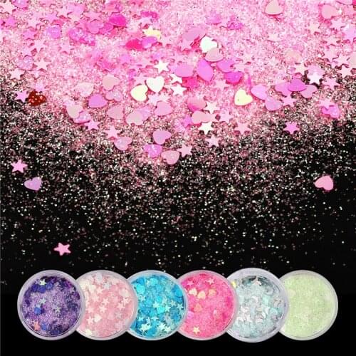 Nail Sequins Magic Powder Fantasy Glitter Paillettes Candy Color Sequin Love Star Mixed Sequins For Crafts Wedding Decoration 8g