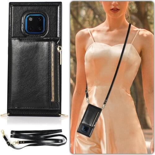 Flip zipper Case For HUAWEI Mate 20 30 pro Leather Phone Cover Wallet Card Strap Crossbody Fundas For P30 P40 pro liite Cover