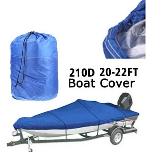 Boat Cover 17-19ft 210D Grey Blue Trailerable V-shape Heavy Duty Sunproof Waterproof Kit UV Protector MarineGrade Oxford Fishing