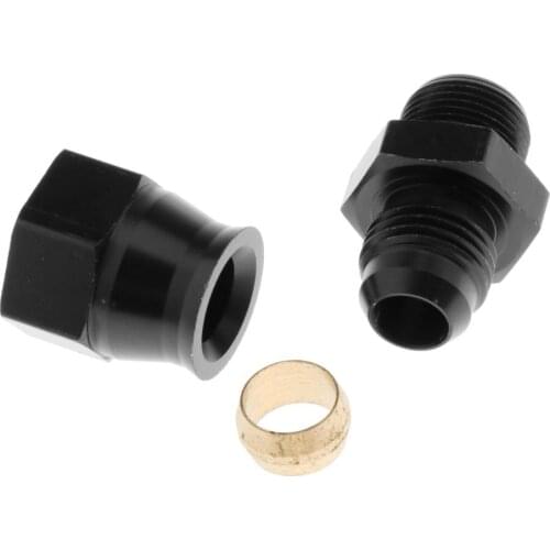 Black Anodized 3/8" Tube Pipe to 6 AN Male Adapter Fitting With Brass Insert