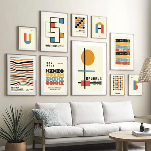 Bauhaus Modern Minimalist Geometric Artistic Wall Art Canvas Painting Posters And Prints Wall Pictures For Living Room Decor
