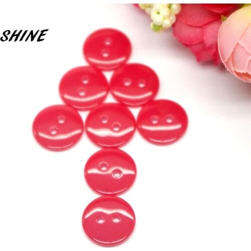 100PCs Decorative Buttons Red 2 Holes 12.5mm Sewing Resin Buttons Flatblck Scrapbooking