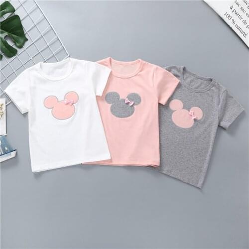 Girls Short Sleeve Childrens T-shirt Bottoming Shirt Children Spring and Summer Autumn Long Sleeves 2021 Cartoon T-shirt