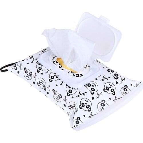 Eco-friendly Easy-carry Snap-strap Wipes Container Wet Wipes Bag Clamshell Cosmetic Pouch Clutch and Clean Wipes Carrying Case