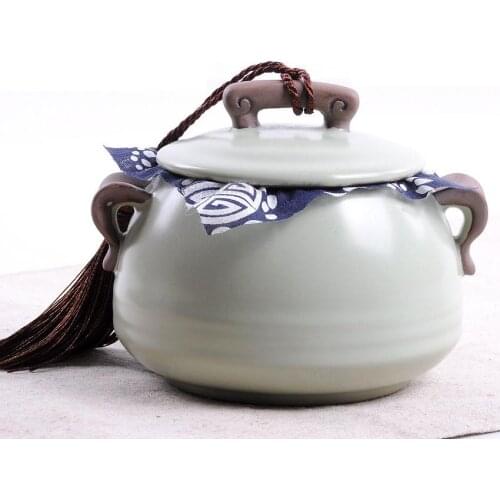 Elegant Rui Kiln Porcelain Tea Cans Caddy Ceramic Tea Set Canister Spice Jar Storage Bottle for Puer/Pu'erh/white/black tea cha