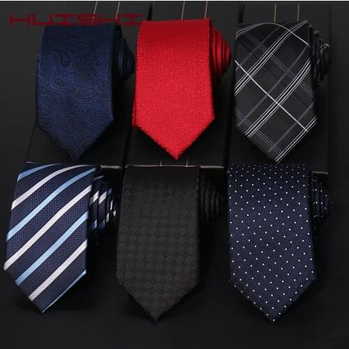 HUISHI Necktie For Men New Classic Fashion Plaid Stripe Skinny Mens Ties 5 7 8cm Formal Business Luxury Wedding Party Neckties