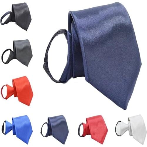 Men Classic Solid Color 8CM Wide Zipper Neckties Pre-tied Wedding Party Ties BWTQN0332