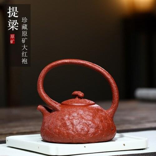 Clay teapot is hand-made for spring lifting, raw ore Dahongpao, medium quality, 280cc Liu Shuming purple clay teapot
