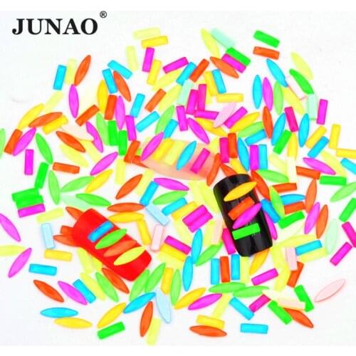 JUNAO 50pcs Mix Size Neon Color Flatback Nail Art Rhinestones Colorful Glass Stones Glitter AB Crystal Strass for Decorations