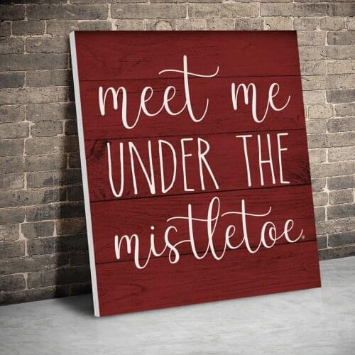 Meet Me Under The Mistletoe Christmas Canvas Paintings Wall Art Prints Posters Pictures Living Room Home Decor With Inner Frame