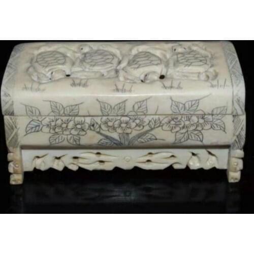 Chinese Antique collection bone carvings Jewelry box