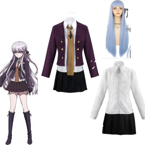 Anime Danganronpa V2 Cosplay Costume Kirigiri Kyouko With Coat DressTie Costume JK Uniform For Girl