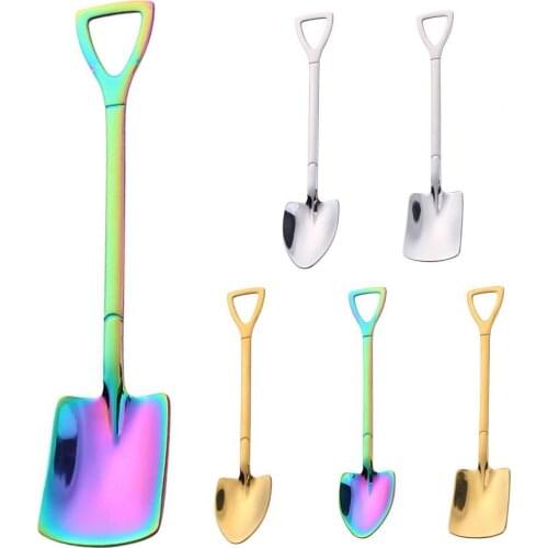 Colorful Handle Stirring Spoon Creative Portable Wear-resistant Coffee Ice Cream Teaspoon for Kitchen Bar Supplies