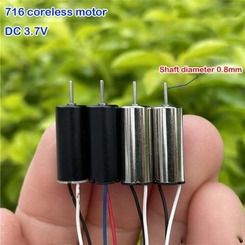 DC 3.7V Black Micro 716 Model Airplane Coreless Motor 50000RPM Strong Magnetic NdFeB Toy Model Diy Small RC Drone Quadcopter