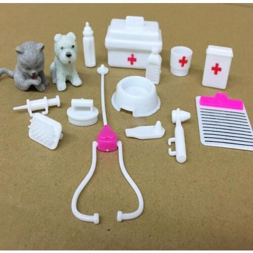 Miniature Dollhouse Vet Medical Dog Kit Kids Pretend Play Toy Doll Accessories New