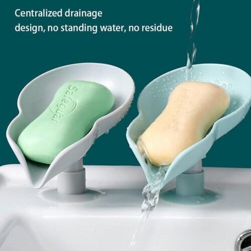 1PC Leaf Shape Soap Box Drain Soap Rack Bathroom Shower Soap Holder Kitchen Sponge Storage Organizer Tray Bathroom Accessories