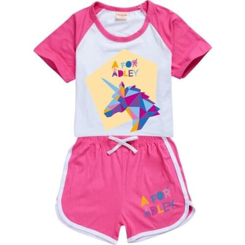 New Two Pieces Cotton Girls Unicorn Clothing Sets Summer Children Sets Fashion Girls Clothes Suit Casual Outfits 2~16 years