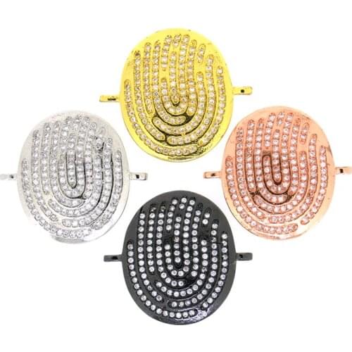 New Fahion Micro Pave Clear CZ Fingerprint Charm Connector Fit For Making DIY Bracelets Or Necklaces Jewelry Diy Jewelry