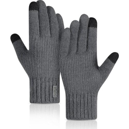 Autumn and Winter Knitted Touch Screen Gloves for Men and Women Outdoor Riding Plus Velvet Thick Windproof Warm Alpaca Gloves