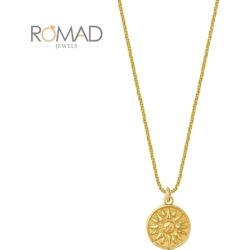 ROMAD S925 Sterling Silver Sunflower Gold Necklace Collare Vintage Sun Necklaces For Women Banquet Jewellery Bijoux Femme