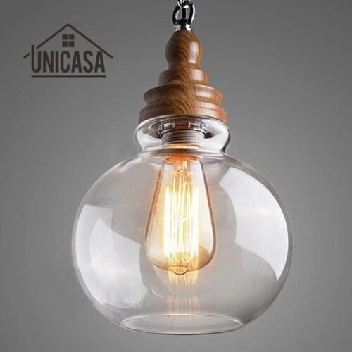 Modern Clear Glass Shade Pendant Lights Industrial Lighting Fixture Kitchen Island Office Bar Hotel Antique Pendant Ceiling Lamp