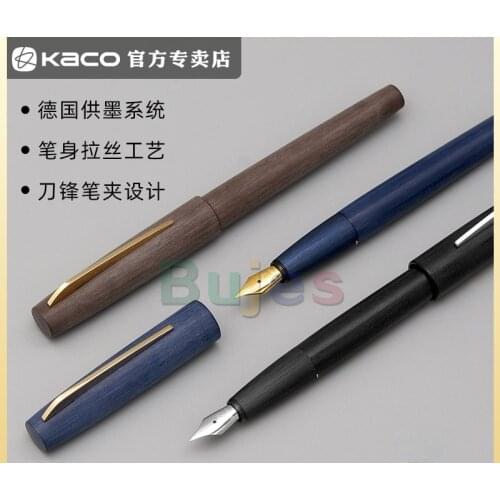 KACO EDGE Blade Fountain Pen, German Core Component Black Brushed Metal Pen Holder, Office Stationery F-tip Signature Pen
