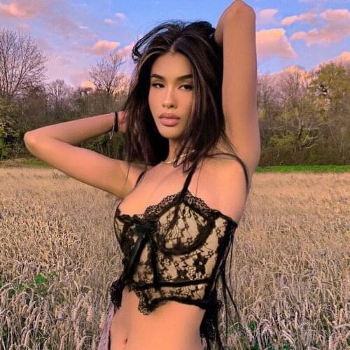 Sexy Double Layer Black Mesh Crop Top Zipper Bow Y2K Sleeveless Cami Tee E-girl Backless Spaghetti Strap Top Streetwear