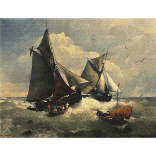 Hot Embroidery At Sea in Rough Waters Patterns for Counted Cross Stitch with 100% Cotton Flosses & Free Shipping for Home Decor