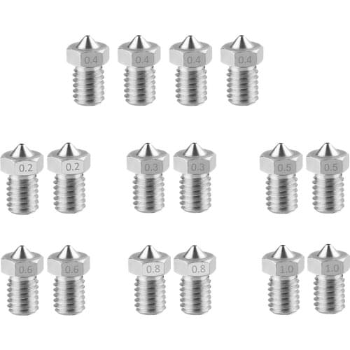 3D Printer Nozzle,16 Pieces Stainless Steel 3D Printer Nozzles 0.2 Mm,0.3 Mm,0.4 Mm,0.5Mm,0.6 Mm,0.8 Mm,1.0 Mm Extruder Nozzle P