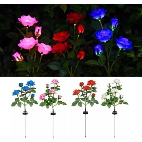 LED Solar Simulation Rose Flower Light Waterproof Garden Landscape Lamp Outdoor Lawn Lamp Home Decorative Flower Light