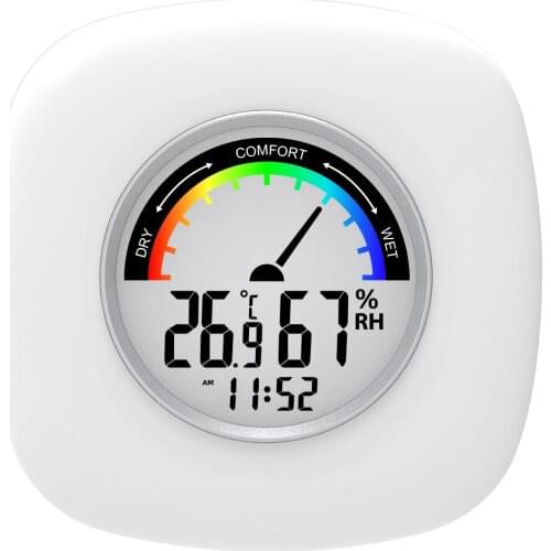 Thermometer Hygrometer for Home Office Wall Mount Colorful Energy Saving Very Thin Light Indoor Clock Temperature Measure Tool