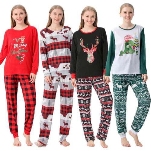 Merry Christmas Pajamas Sets Reindeer Xmas Sleepwear Kids Homewear Boys Dinosaur Pjs Family Christmas Clothing Sets Family Look