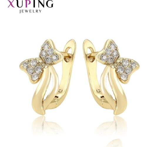 Xuping Fashion Simple Romantic Earrings Light Yellow Gold Color Plated Jewelry for Women Elegant Family Gift 98244