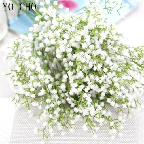 YO CHO Bride Wedding Bouquet Bridesmaid Babysbreath Bouquets White Purple Artificial Flower DIY Wedding Table Center Accessories