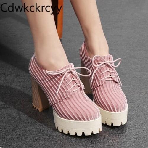 Spring and fall The New fashion Suede Round head overheight with 11CM Women shoes Sexy banquet Lace up High heel Single shoes